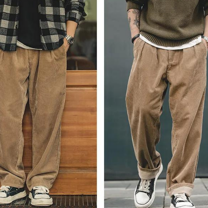 Retro Wide-Leg Corduroy Trousers