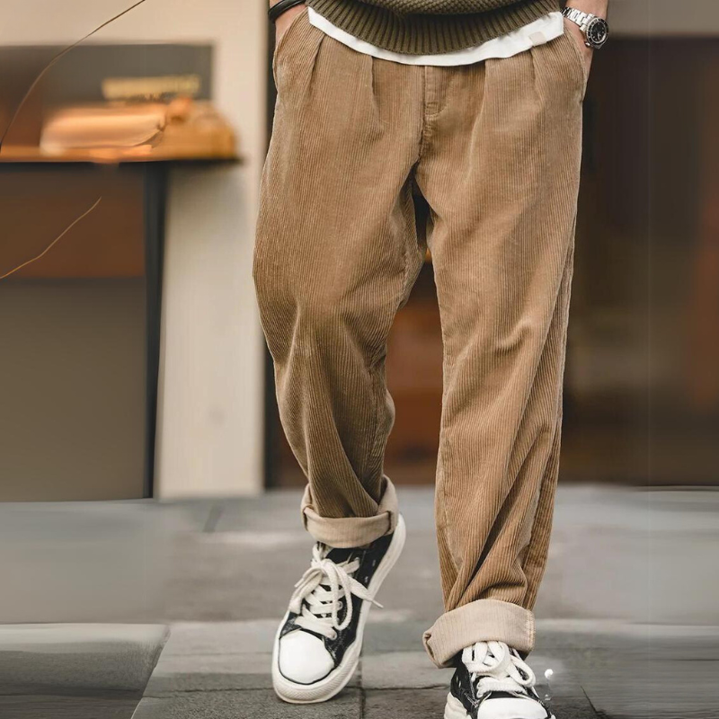 Retro Wide-Leg Corduroy Trousers