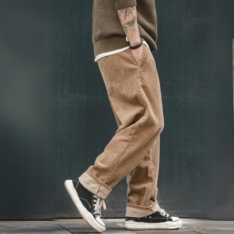 Retro Wide-Leg Corduroy Trousers