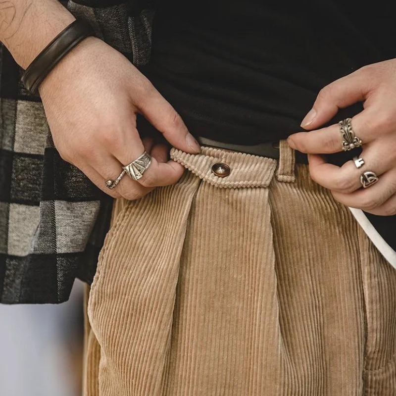 Retro Wide-Leg Corduroy Trousers