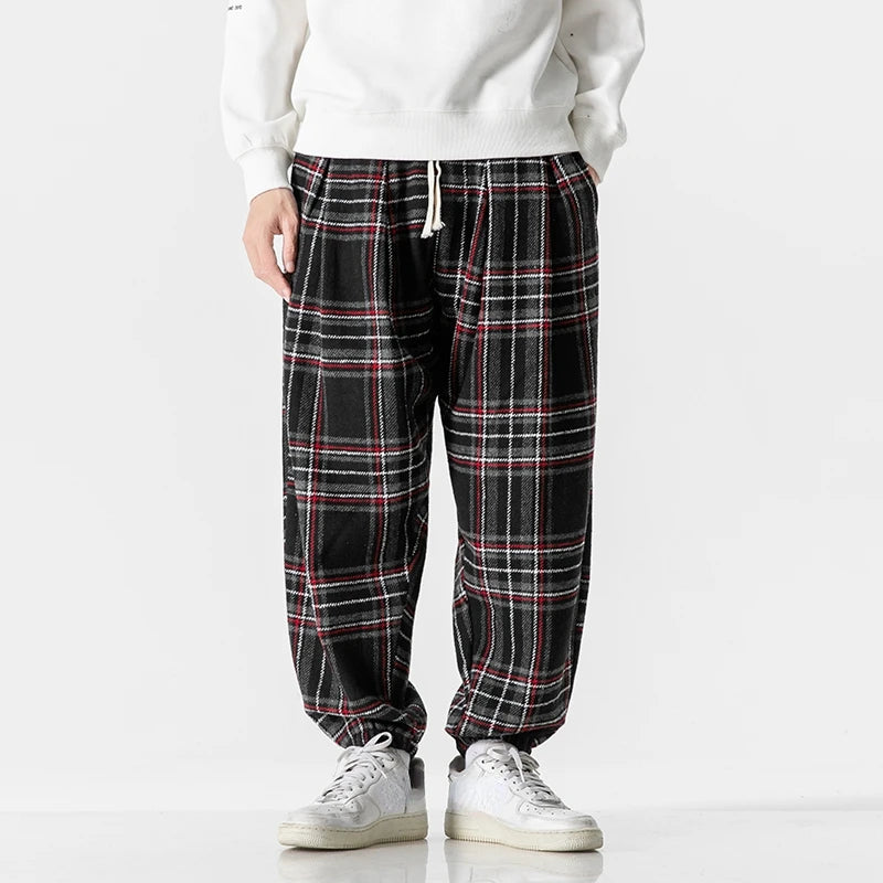 Leston Plaid Drawstring Sweatpants