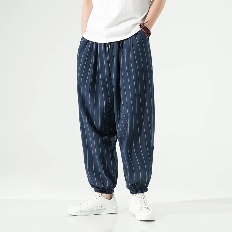Laid-back Luxe Striped Trousers