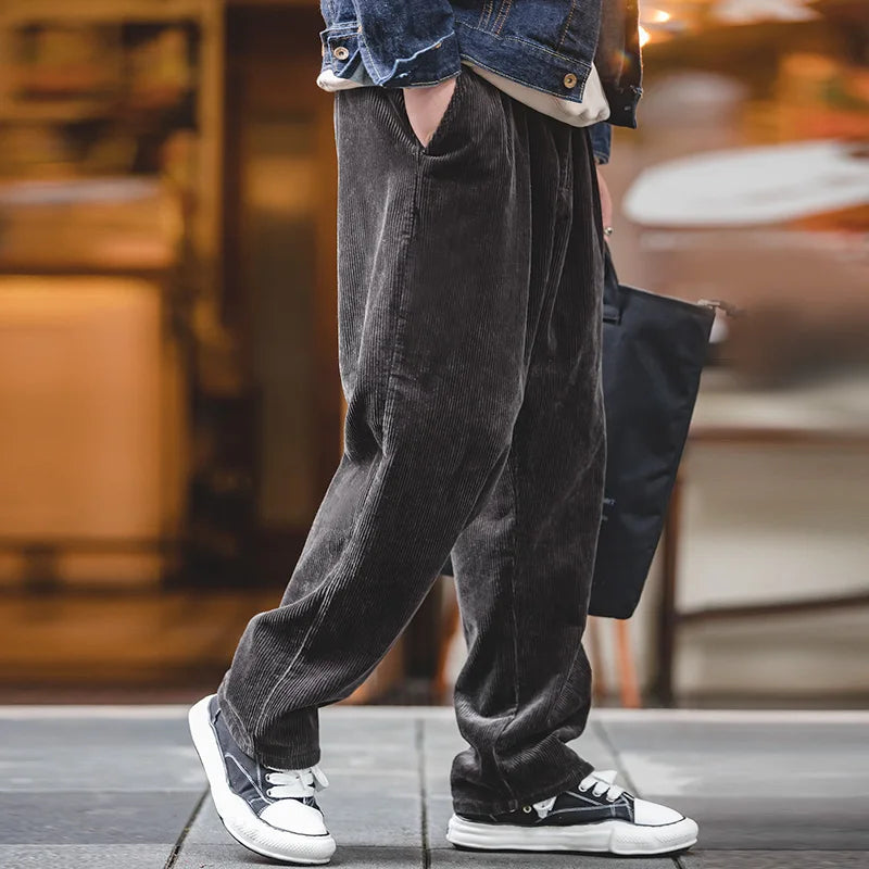 Retro Wide-Leg Corduroy Trousers
