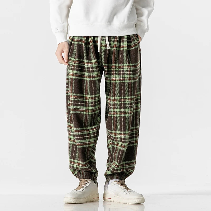 Leston Plaid Drawstring Sweatpants