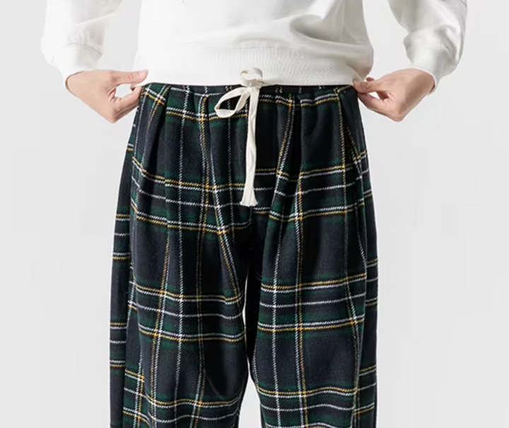 Leston Plaid Drawstring Sweatpants