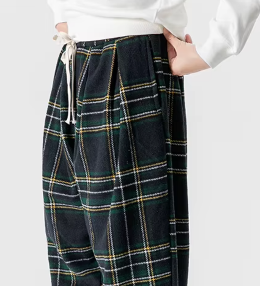 Leston Plaid Drawstring Sweatpants