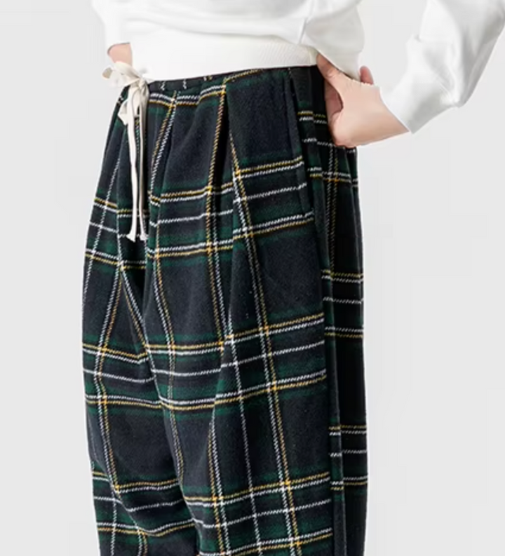 Leston Plaid Drawstring Sweatpants