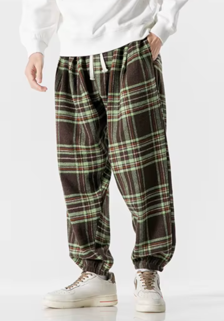 Leston Plaid Drawstring Sweatpants
