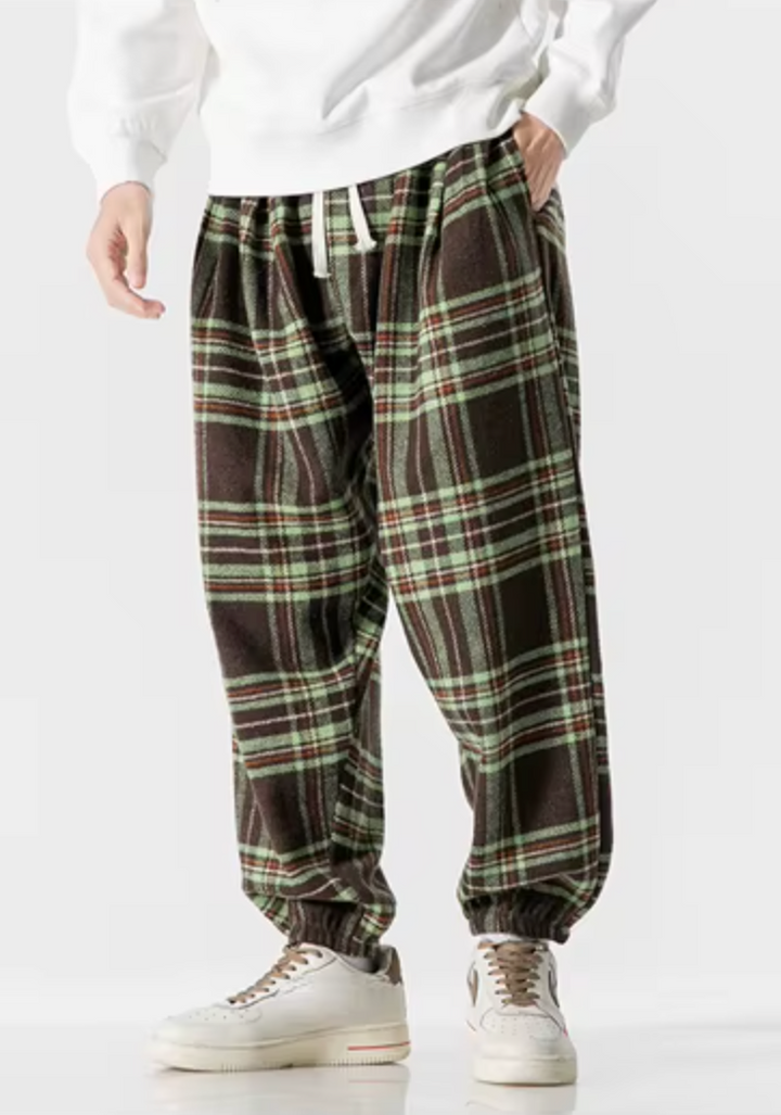 Leston Plaid Drawstring Sweatpants