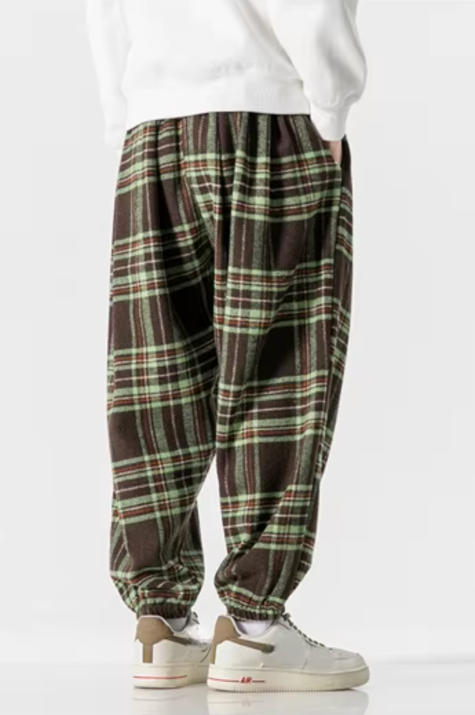 Leston Plaid Drawstring Sweatpants