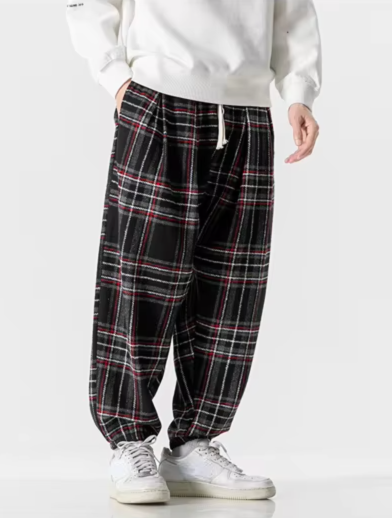 Leston Plaid Drawstring Sweatpants