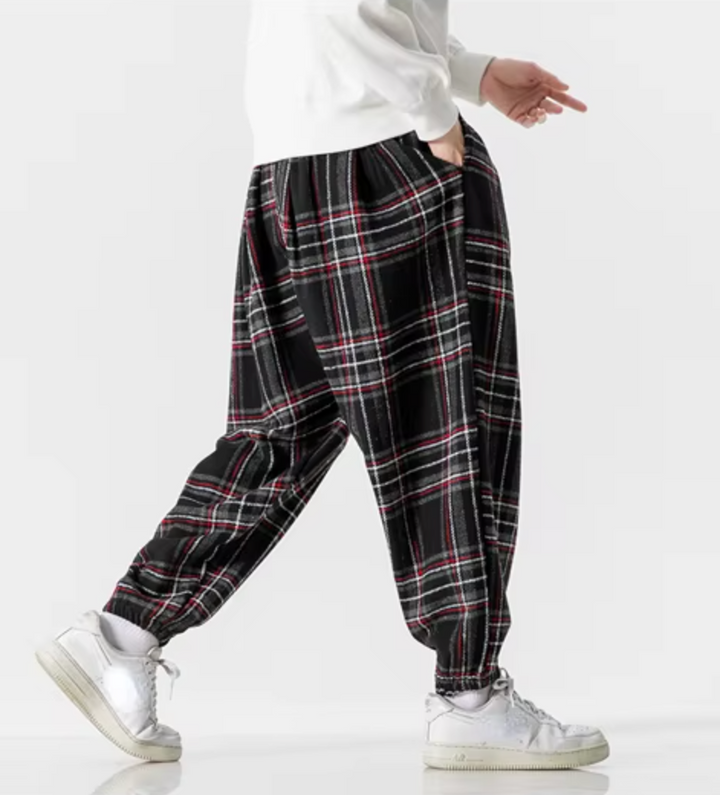 Leston Plaid Drawstring Sweatpants