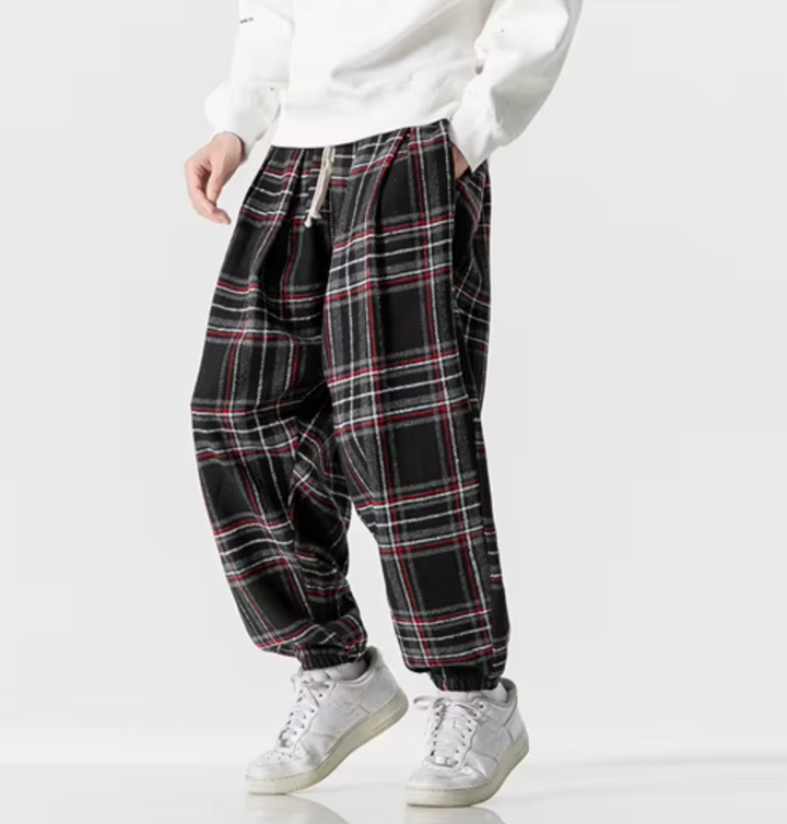 Leston Plaid Drawstring Sweatpants
