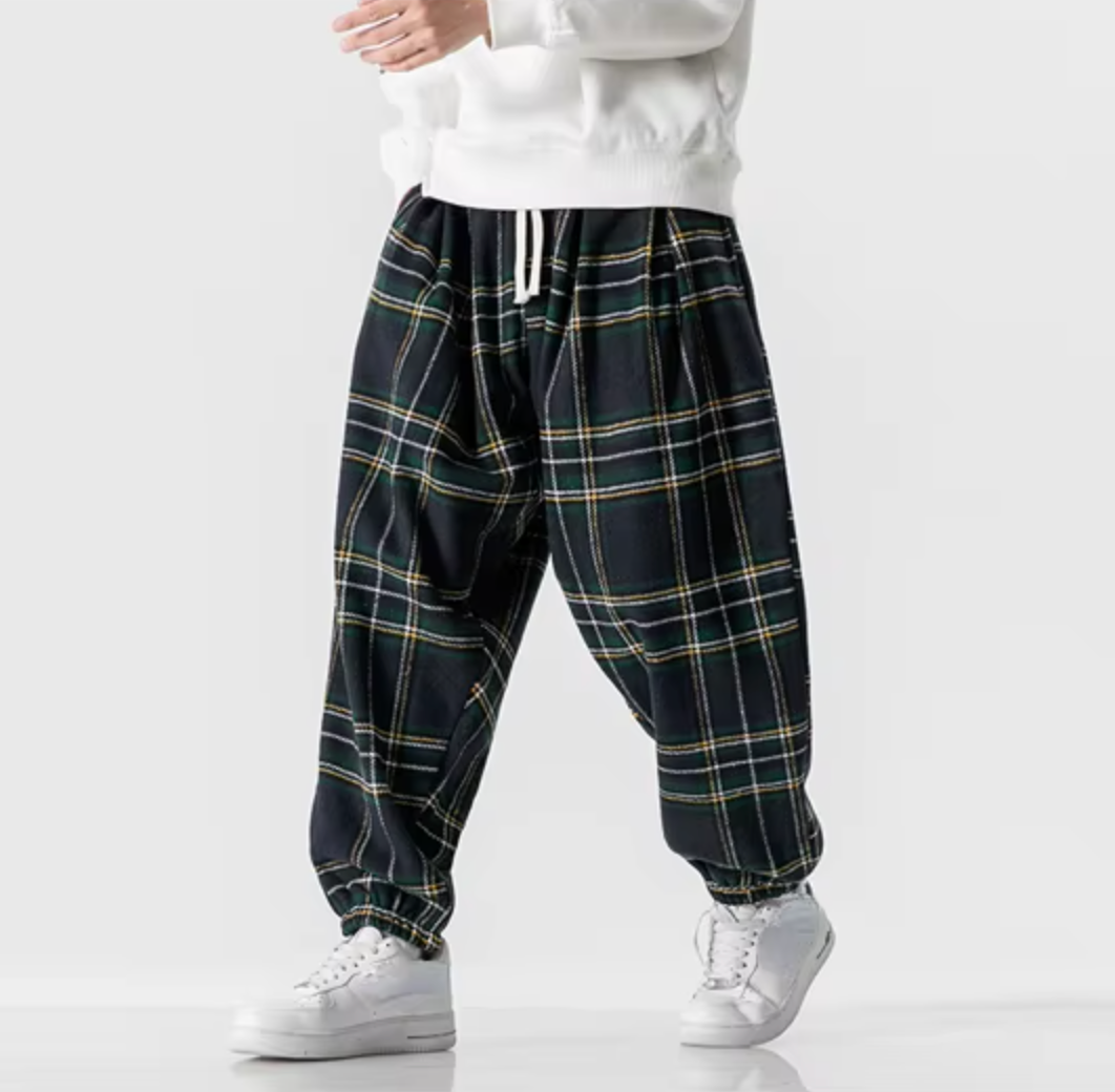 Leston Plaid Drawstring Sweatpants