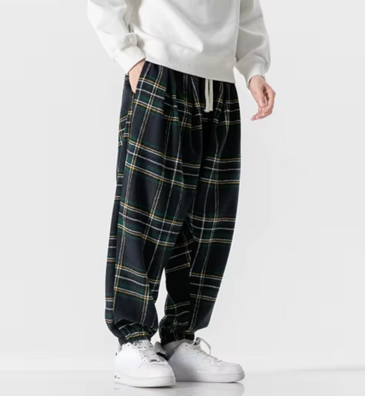 Leston Plaid Drawstring Sweatpants