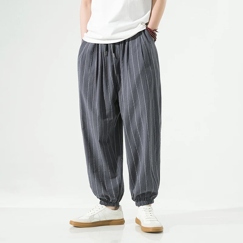 Laid-back Luxe Striped Trousers