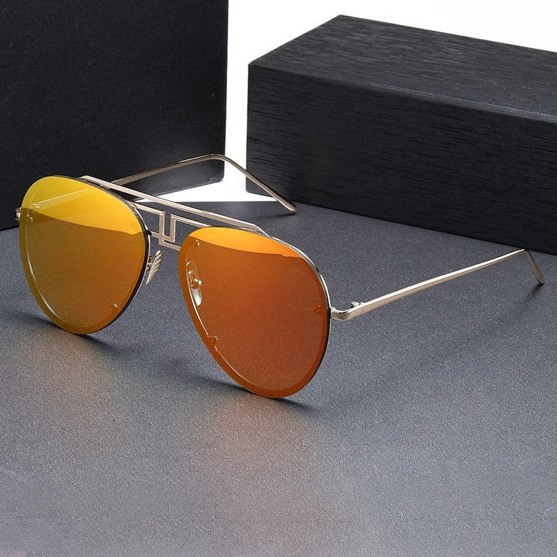 Enzaro Geometric Metal Frame Sunglasses