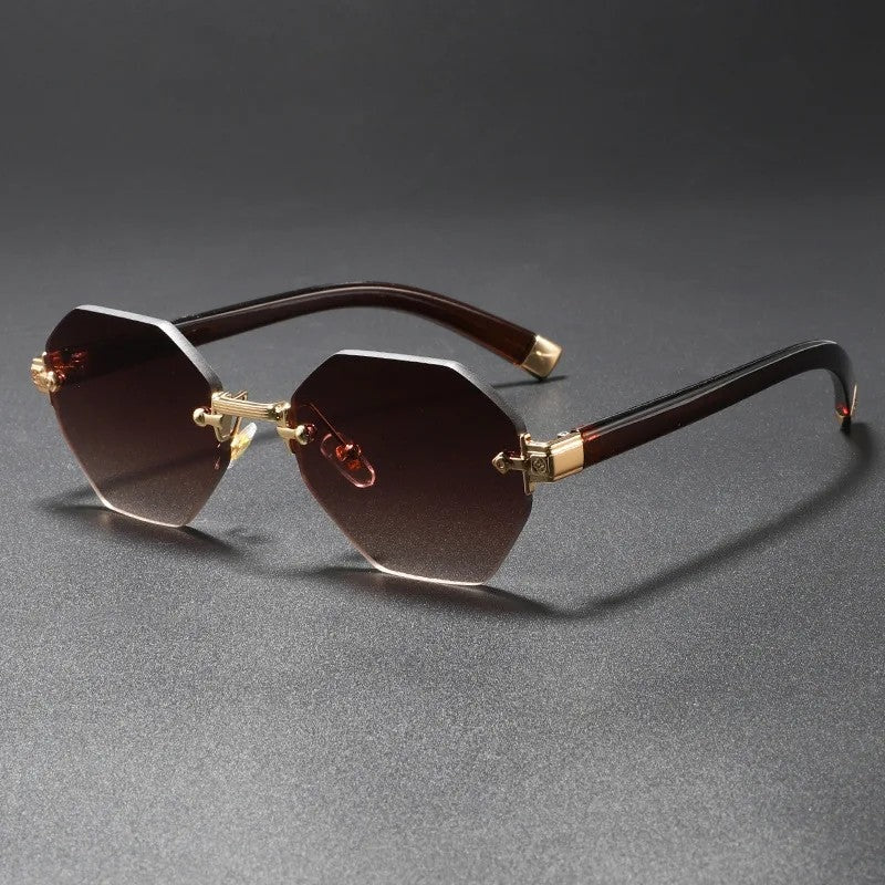 Lunari Geometric Rimless Gradient Sunglasses