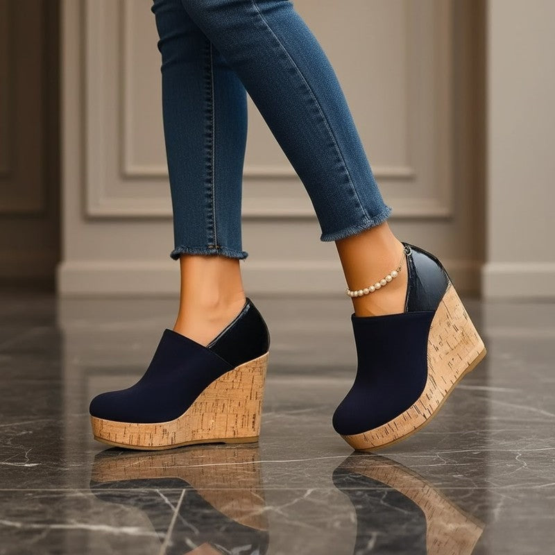 Lunari Platform Cork Wedge Mules