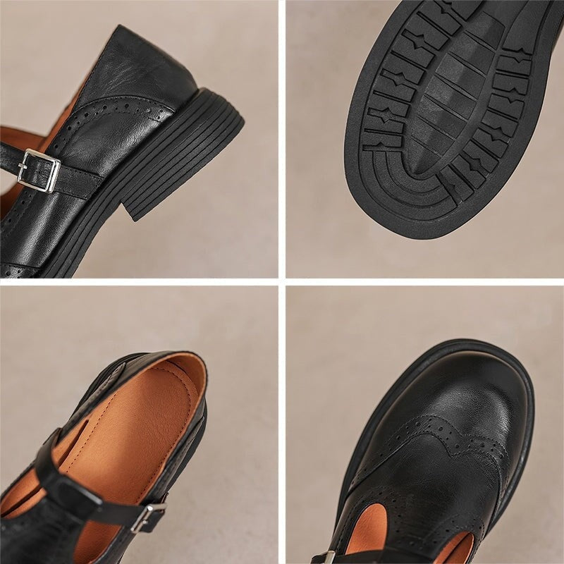 Lunetti Brogue Buckle Strap Loafers