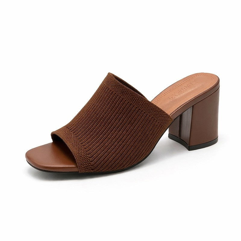 Luvina Knit Block Heel Mule Sandals