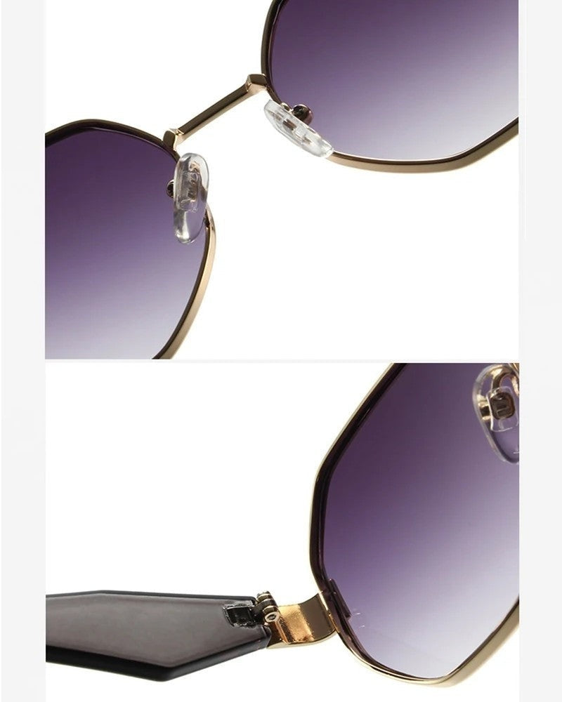 Ravone Geometric Metal Frame Sunglasses
