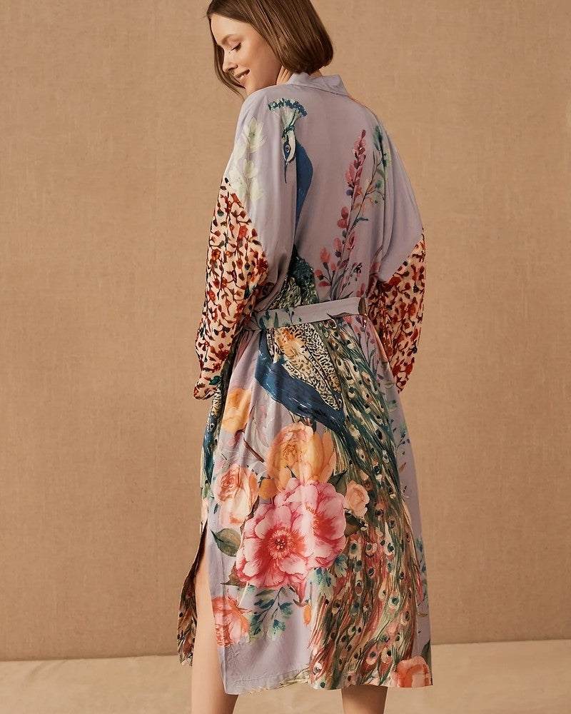 Relaxed Kimono Sleeve Midi Cover Up