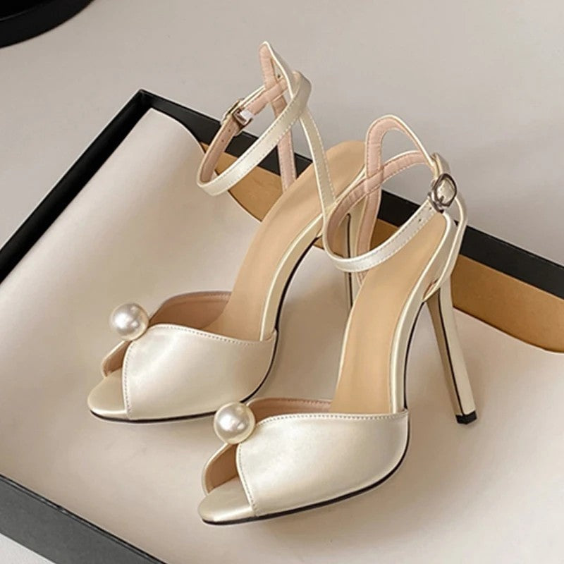 Serelina Pearl Accent Stiletto Sandals