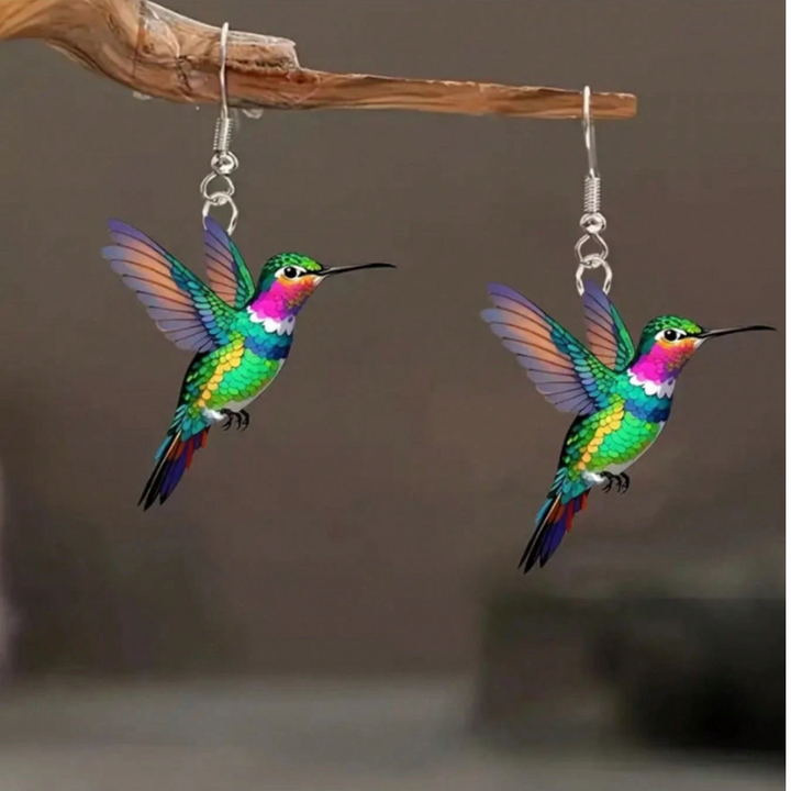 Stained Glass Hummingbird Earrings