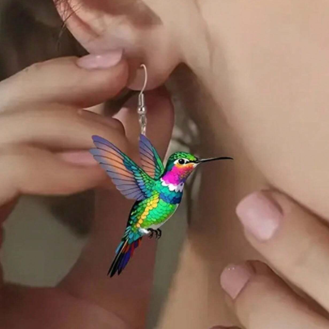 Stained Glass Hummingbird Earrings