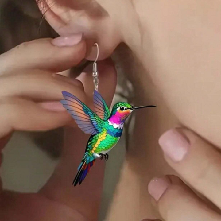 Stained Glass Hummingbird Earrings