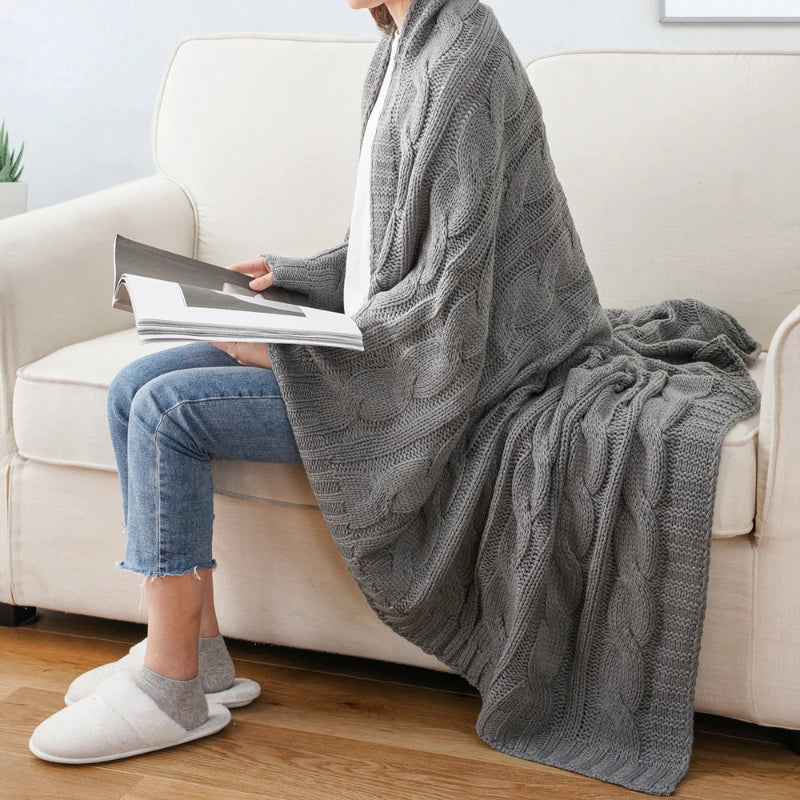 Battilo Textured Knit Throw Blanket