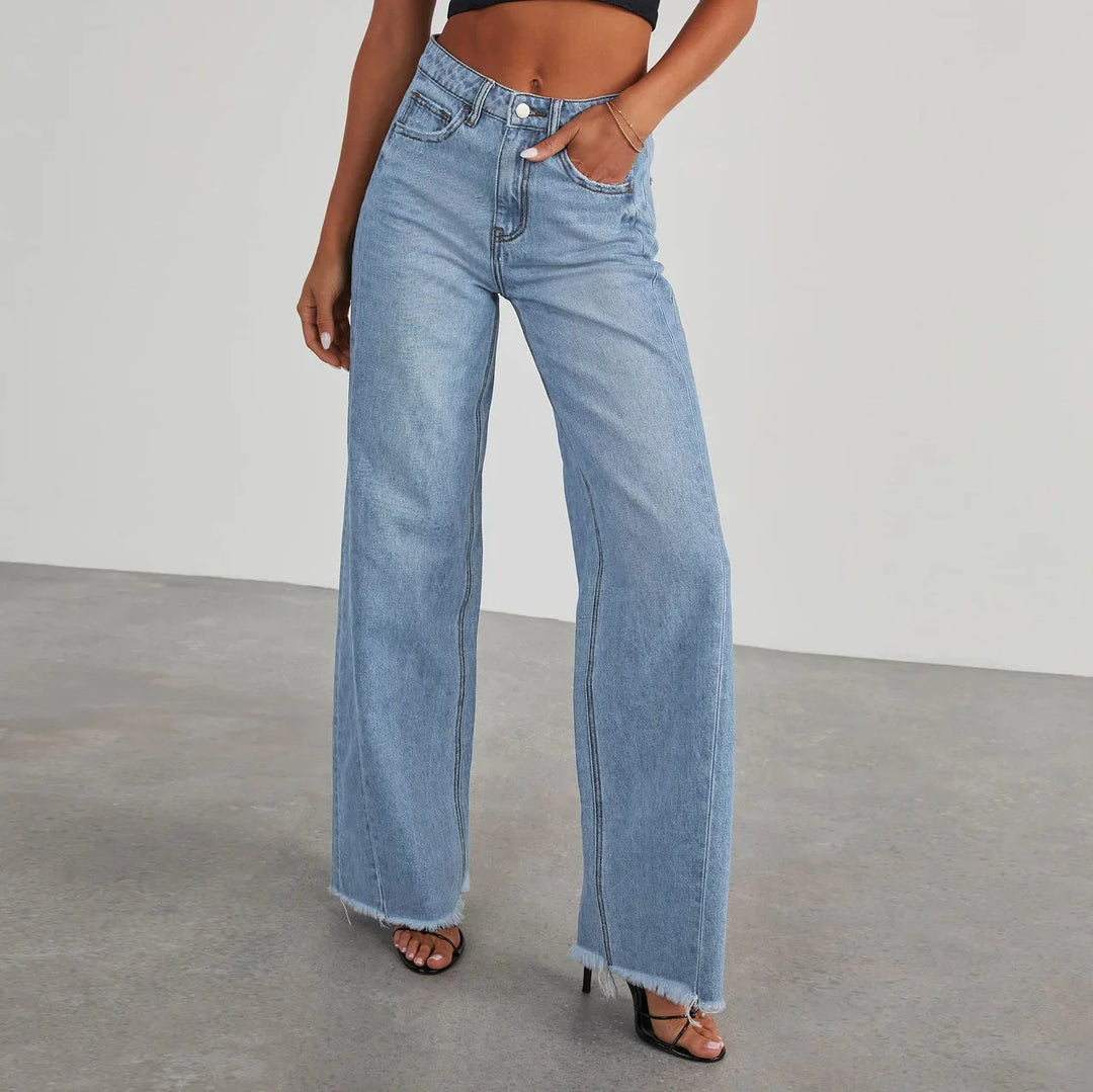 Madison Wide Frayed Hem Jeans