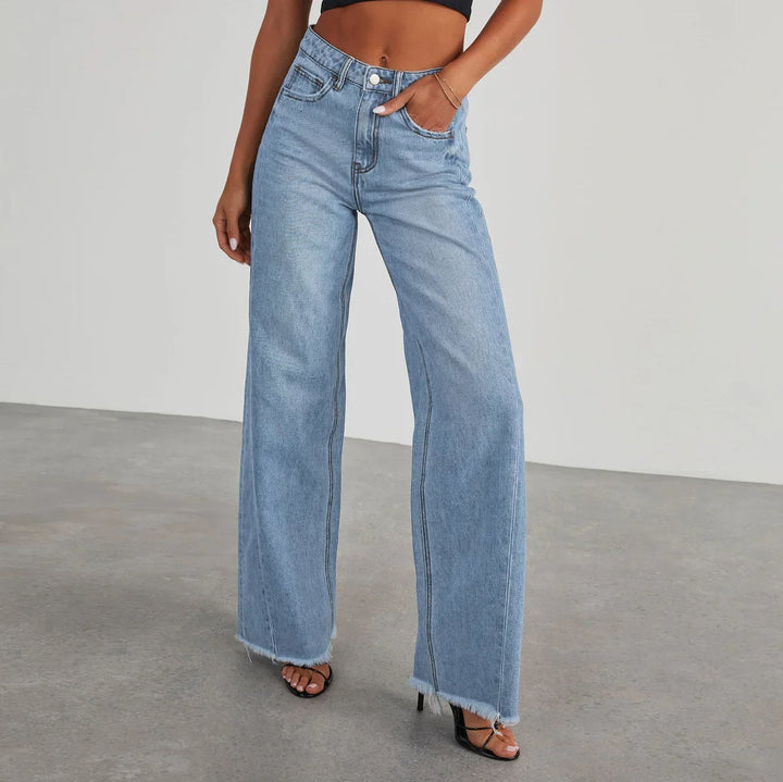 Madison Wide Frayed Hem Jeans