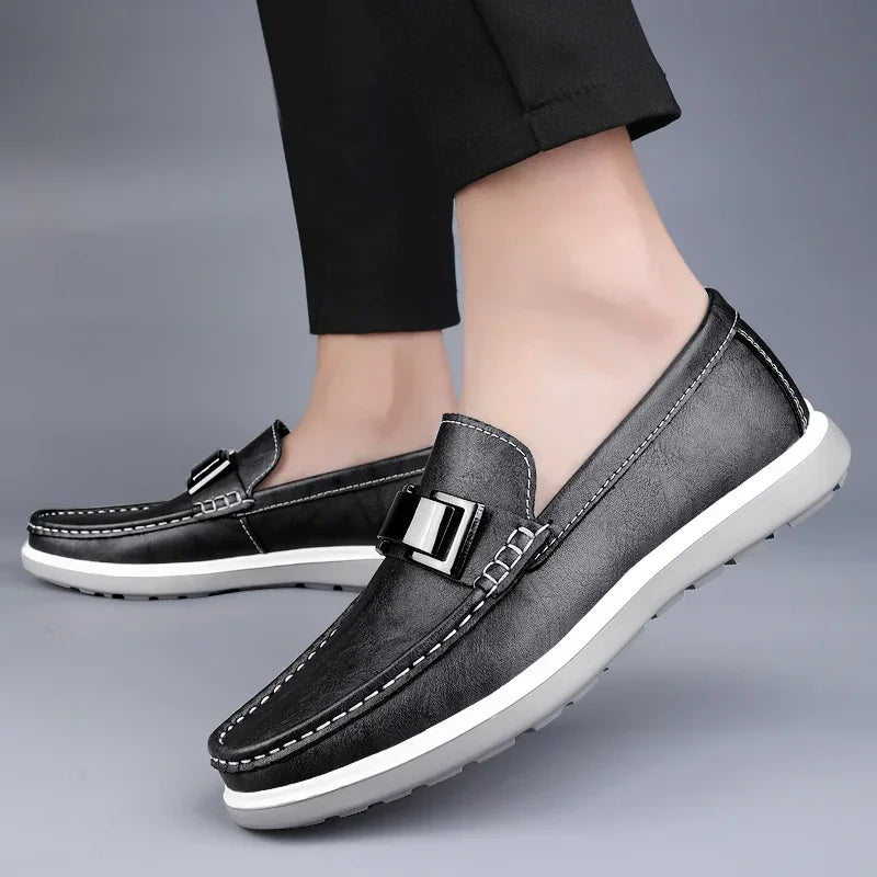 Kelvon Buckle Leather Loafers