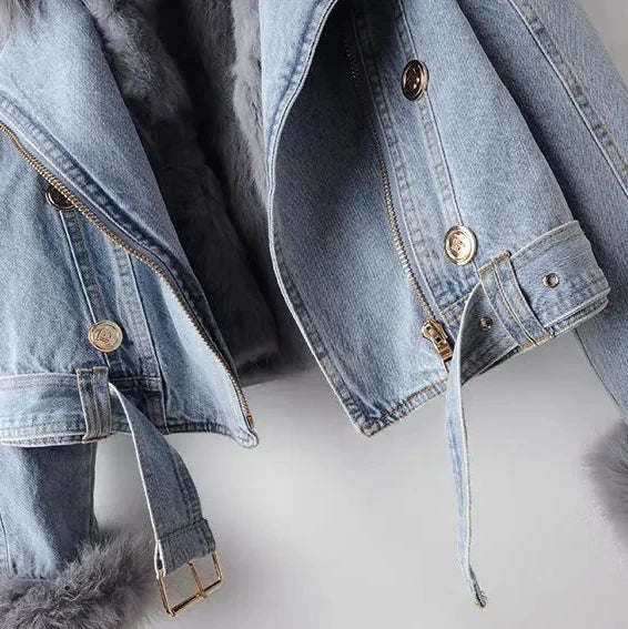 Roxanne Fox Fur Denim Jacket