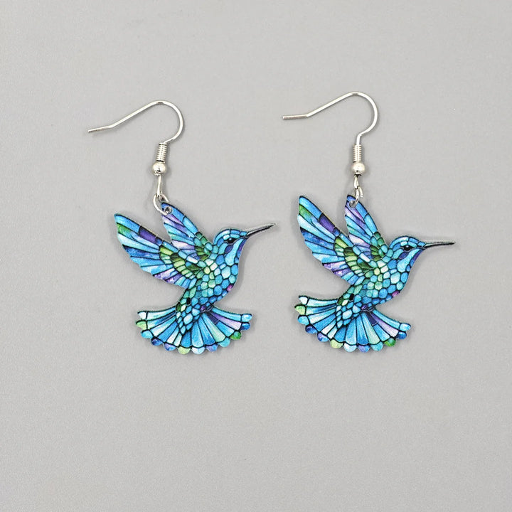 Stained Glass Hummingbird Earrings