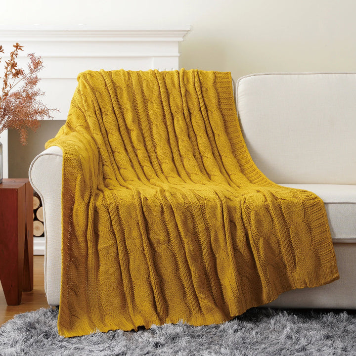 Battilo Textured Knit Throw Blanket