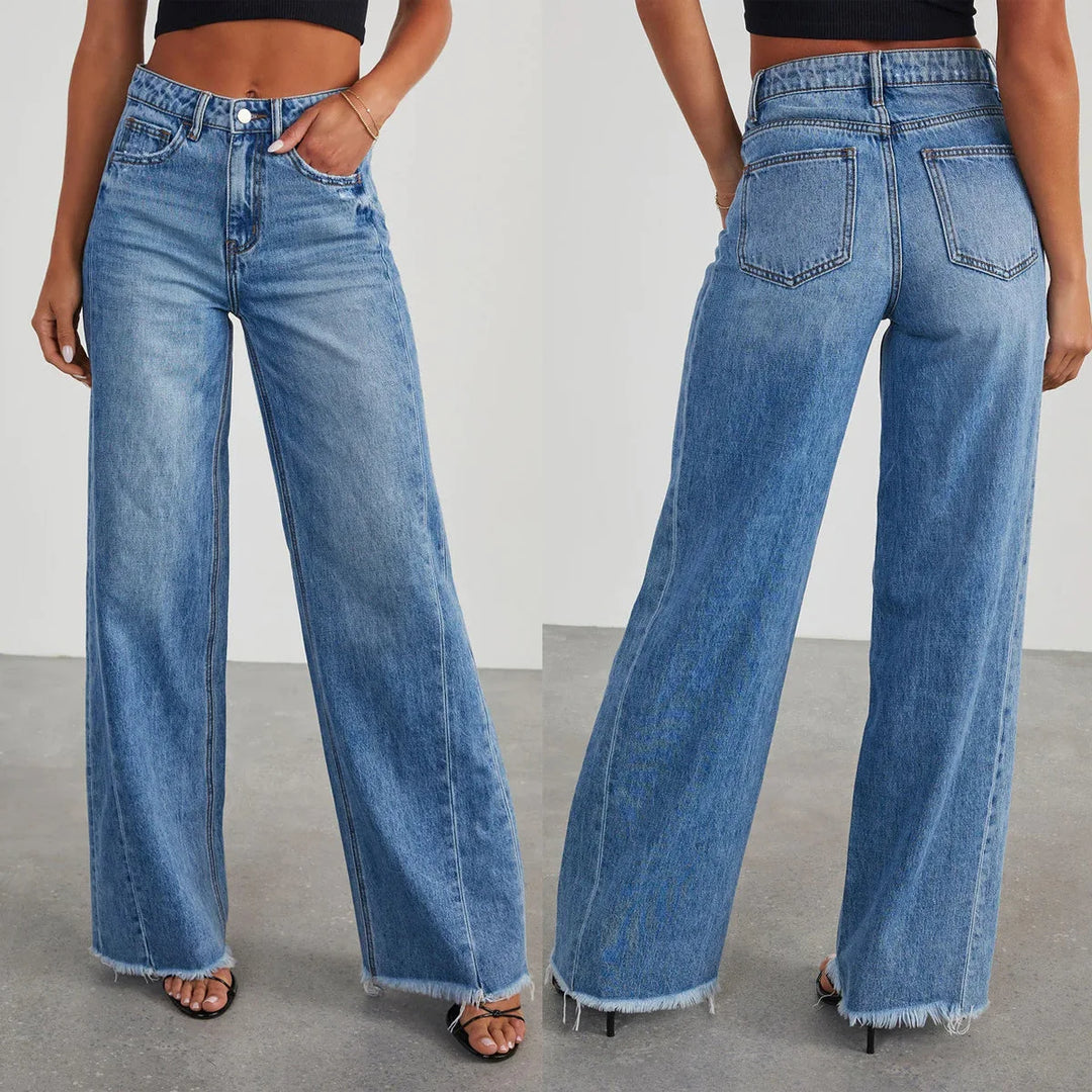 Madison Wide Frayed Hem Jeans