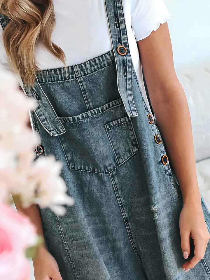 Hazel Washed Denim Overalls