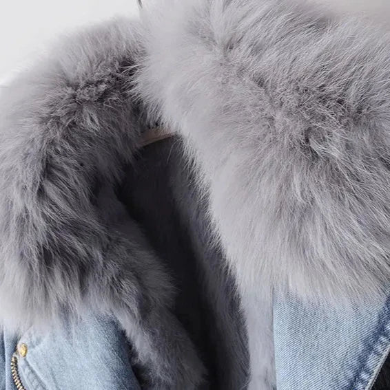 Roxanne Fox Fur Denim Jacket