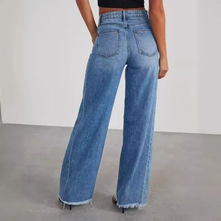 Madison Wide Frayed Hem Jeans