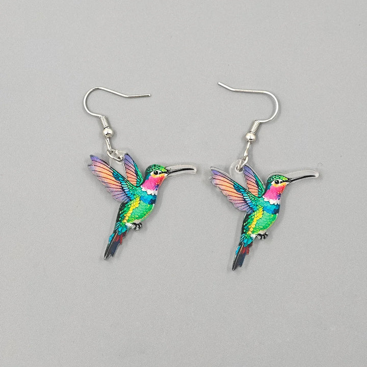 Stained Glass Hummingbird Earrings