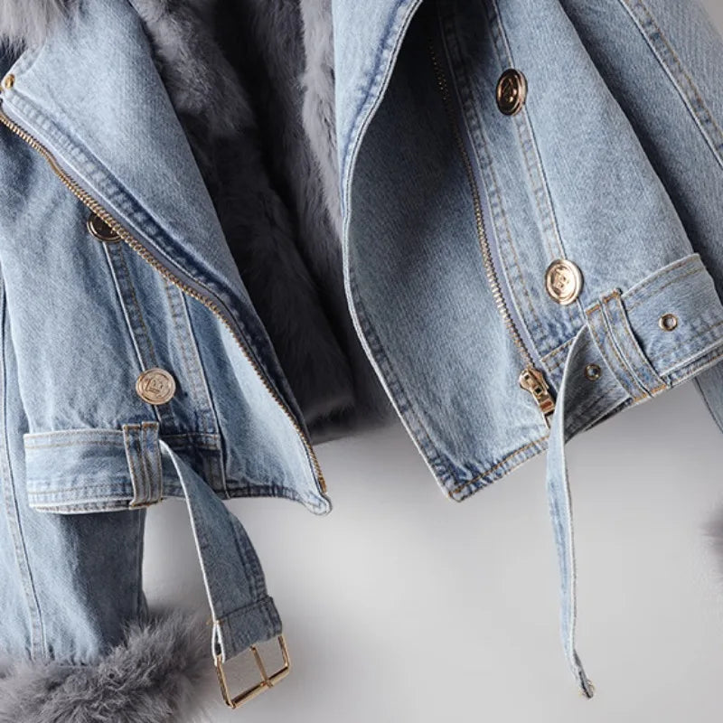 Roxanne Fox Fur Denim Jacket