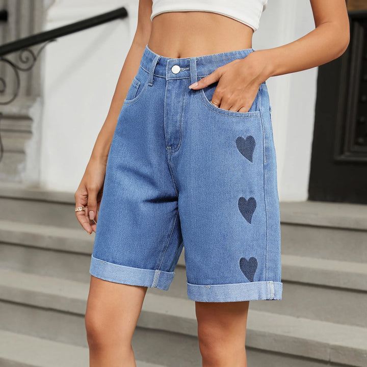 Poppy Heart Denim Shorts