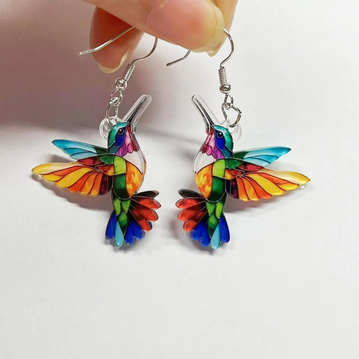 Stained Glass Hummingbird Earrings