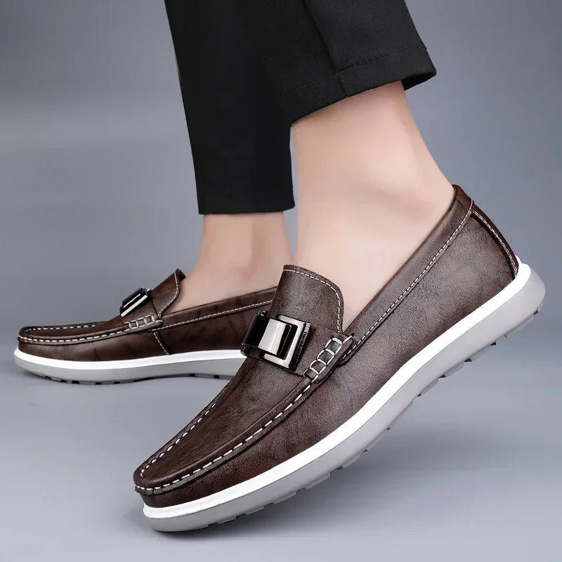 Kelvon Buckle Leather Loafers