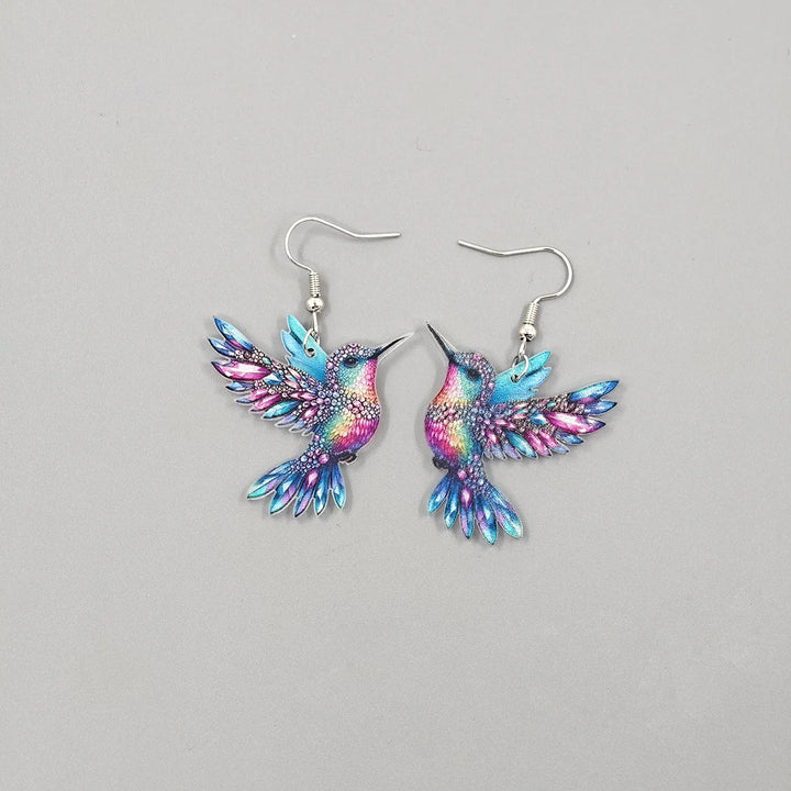 Stained Glass Hummingbird Earrings