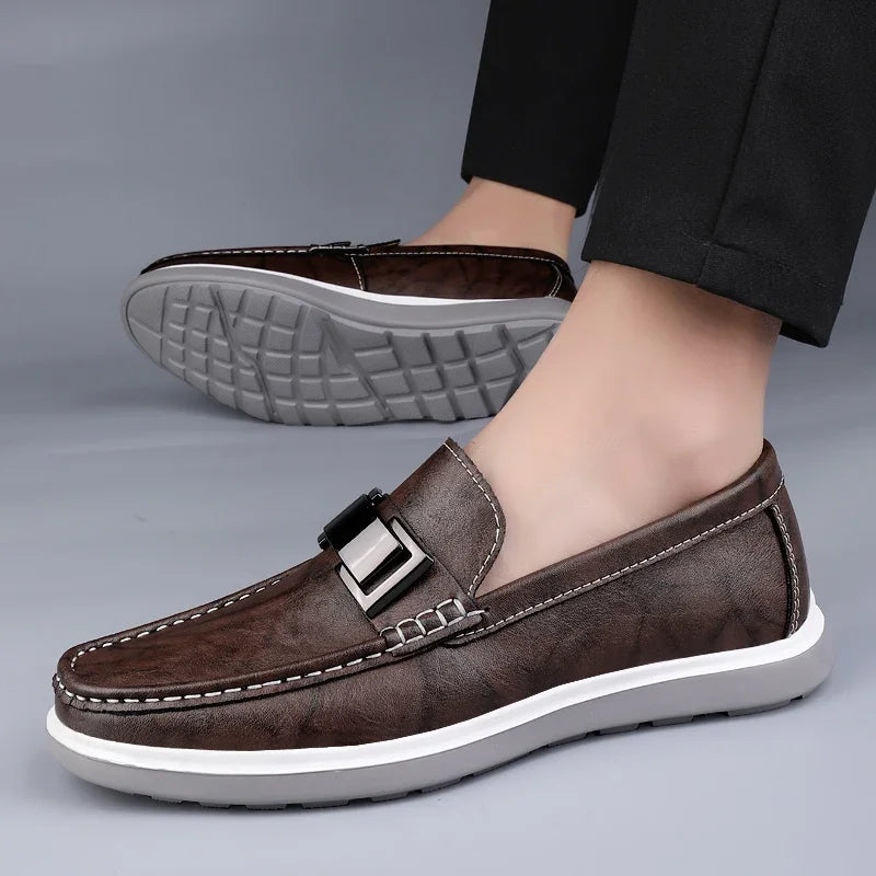 Kelvon Buckle Leather Loafers