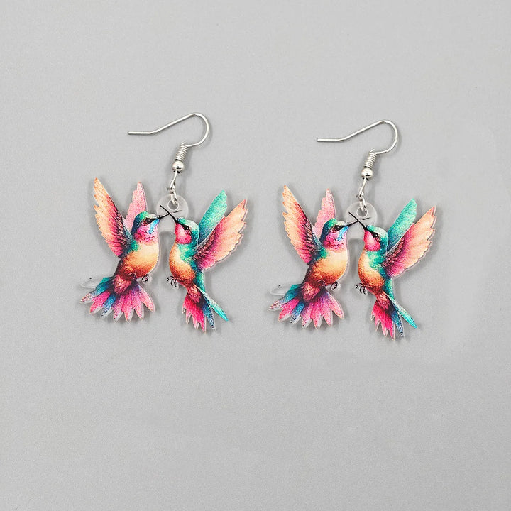 Stained Glass Hummingbird Earrings